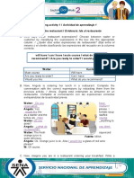 Mesero o El Cliente Clasificando Las Expresiones Del Recuadro en La Columna Correcta