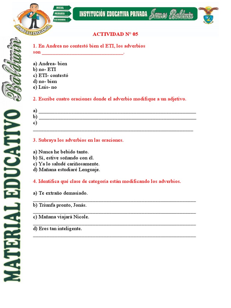 ADVERBIOS | PDF | Artes del Lenguaje y Comunicación