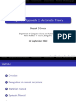 Algebraic Approach To Automata Theory: Deepak D'Souza