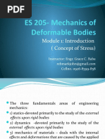 ES 205-Mechanics of Deformable Bodies: Module 1: Introduction (Concept of Stress)