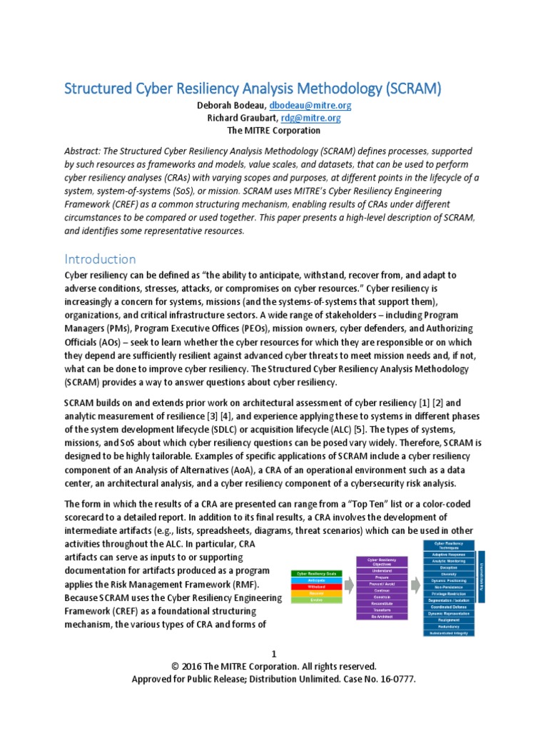 Structured Cyber Resiliency Analysis Methodology (SCRAM) | PDF ...