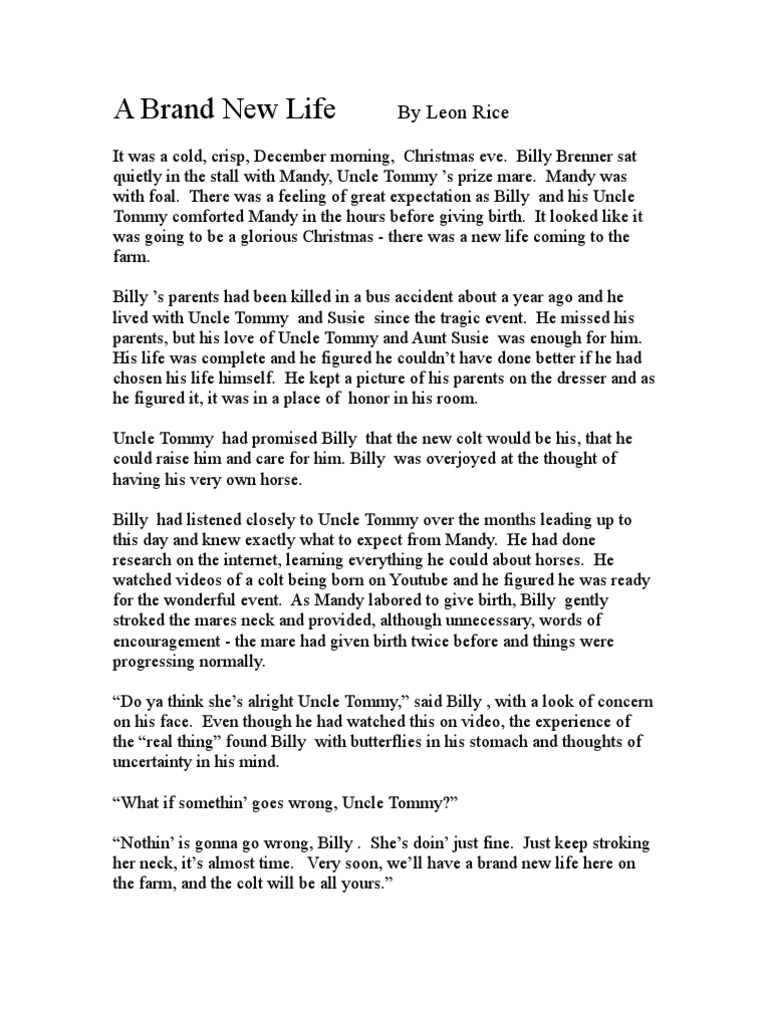 A Brand New Life: by Leon Rice | PDF