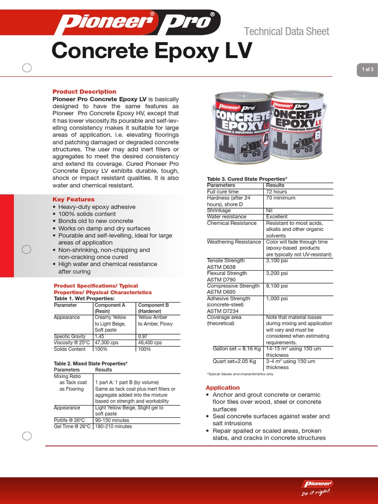 TDS PPro Concrete Epoxy LV 051520 PDF PDF Epoxy Concrete