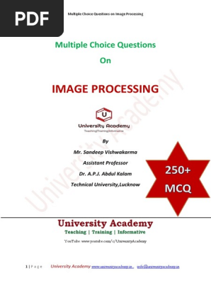 Image Processing Mcq Image Segmentation Data Compression