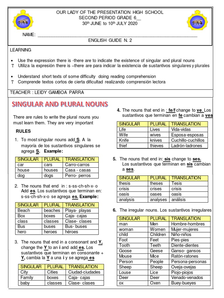 2 Guide Grade 6 | PDF | Plural | Linguistic Typology