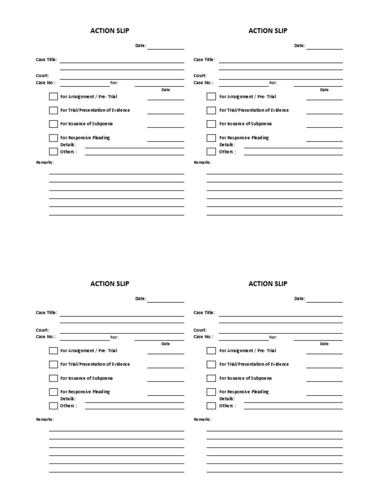 Action Slip Action Slip For For Date Date PDF Subpoena Arraignment