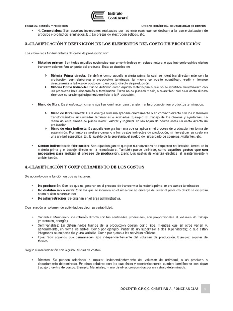 Elementos y Clasificación de Costos | PDF | Costo | Contabilidad de costos