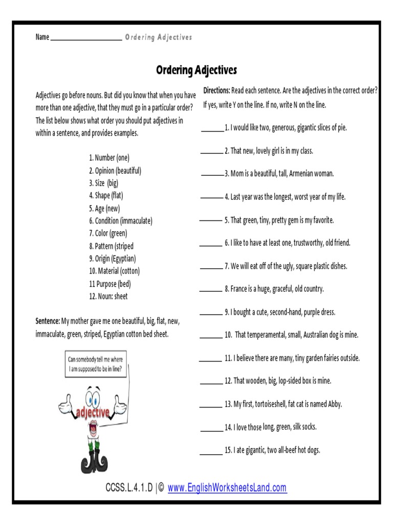 Order of Adjectives PDF | PDF | Adjective | Grammar