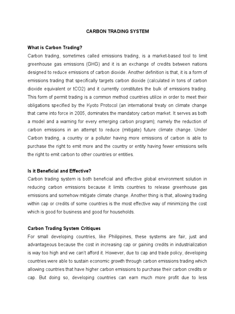 Olarte Carbon Trading System | PDF | Emissions Trading | Greenhouse Gas