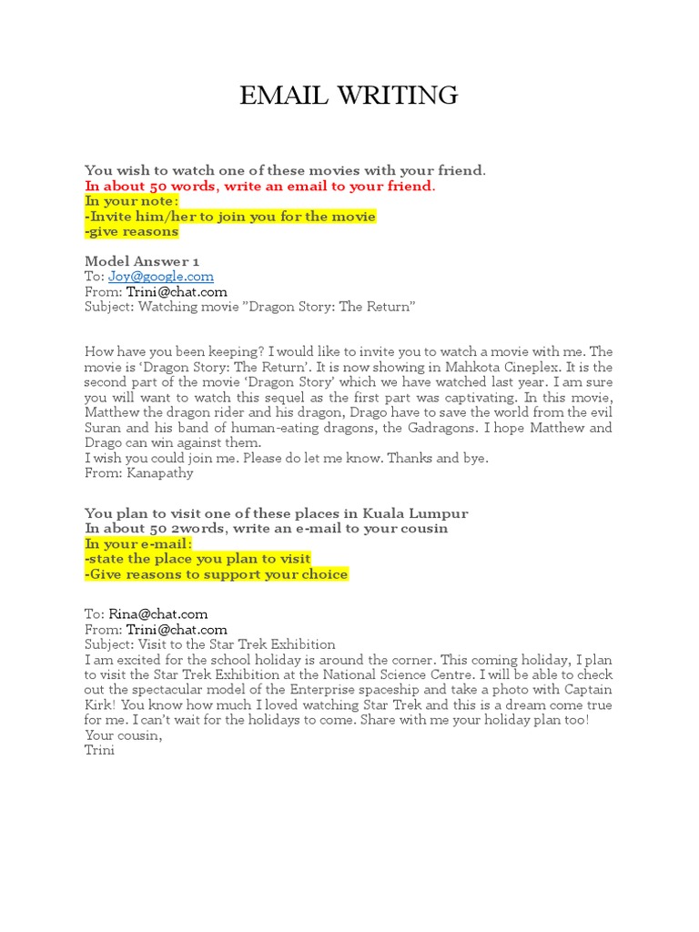 writing email essay