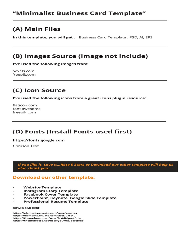 Minimalist Business Card Design | PDF