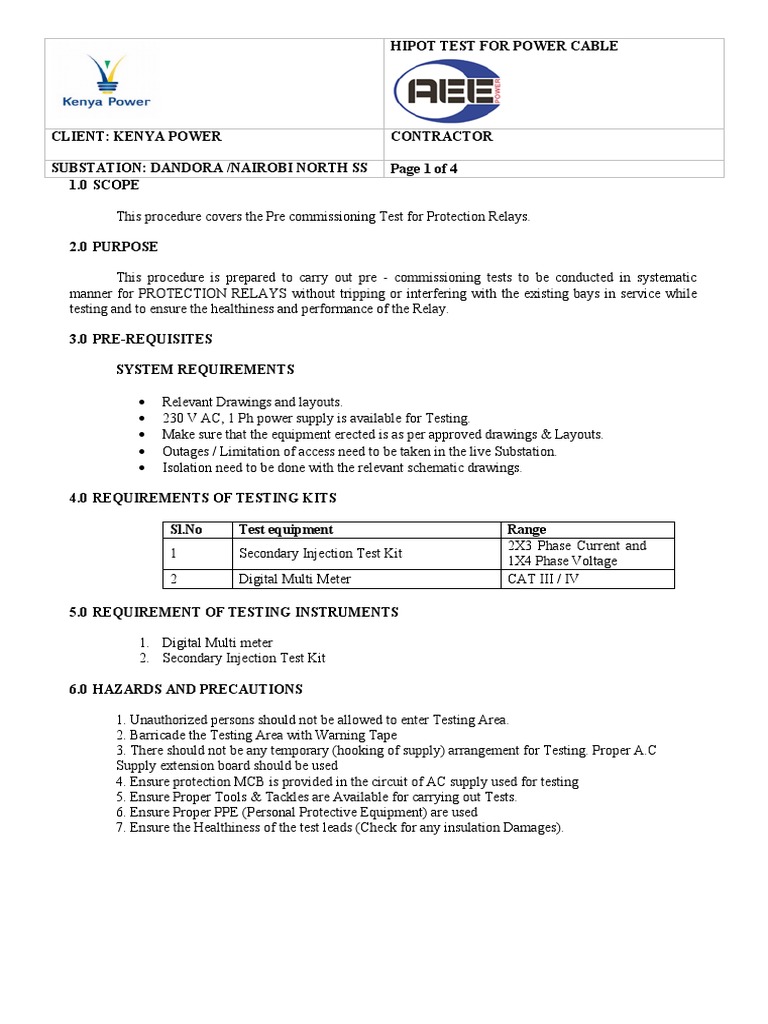 Protection Relay Pre-Commissioning Tests | PDF | Relay | Electrical ...