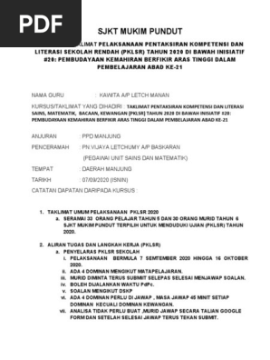 Minit Curai Pelaksanaan Pklsr 2020 Pdf