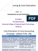 Process Planning & Cost Estimation