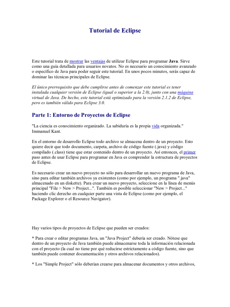 Tutorial de Eclipse | PDF