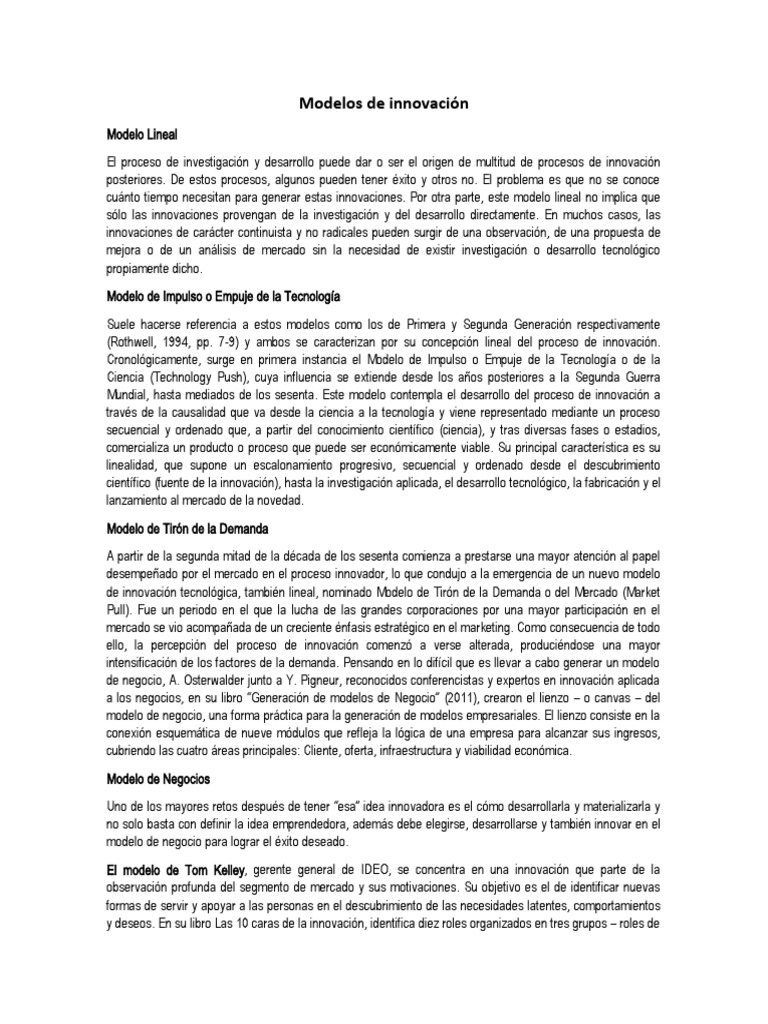 Modelos de Innovación Empresarial | PDF | Modelo de negocio | Innovación