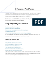 Examples of Famous I Am Poems: Song of Myself by Walt Whitman