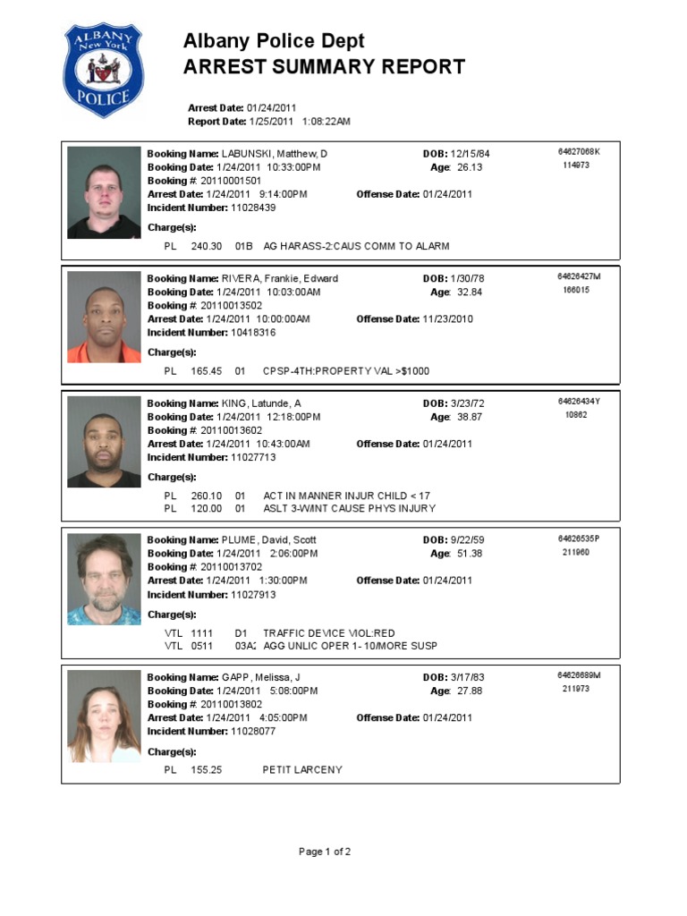 Arrest Report, Jan. 24 | PDF | Violence