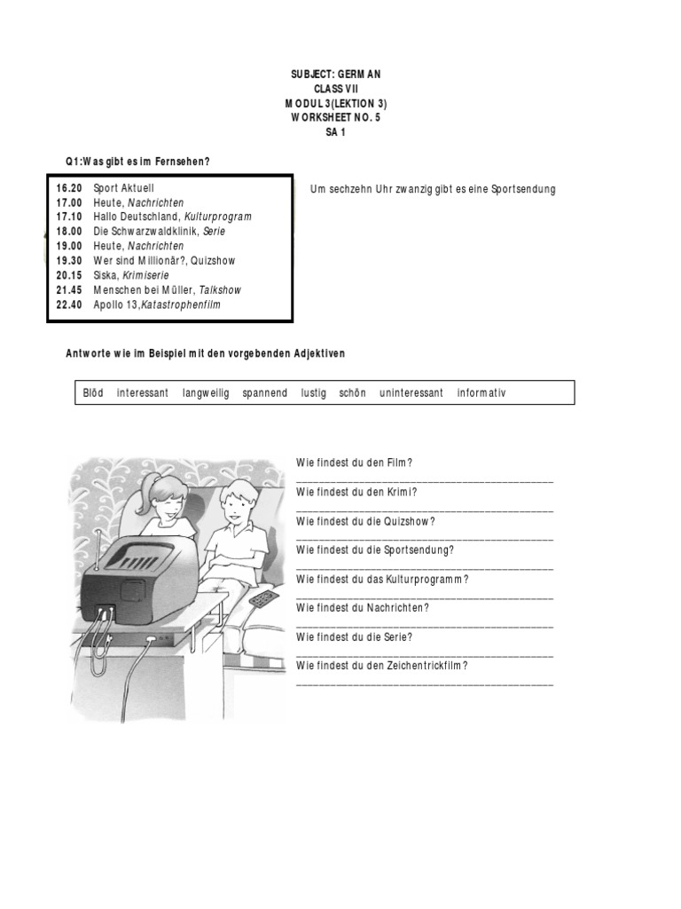 CBSE Class 7 German Worksheet | PDF