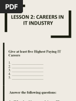 Lesson 2: Careers in It Industry