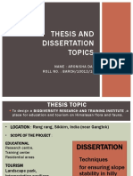 Thesis and Dissertation Topics: Name: Aronisha Das ROLL NO.: BARCH/10012/16