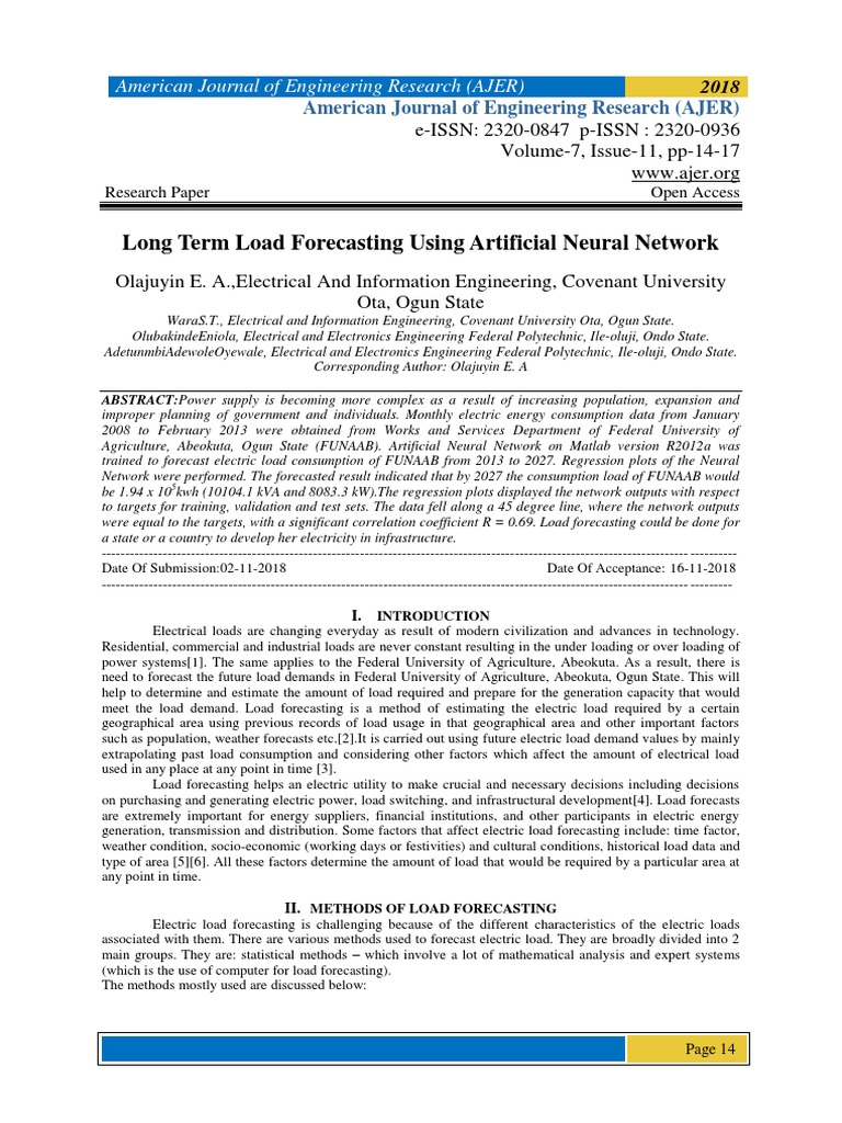 Long Term Load Forecasting Using Artificial Neural Network | PDF ...