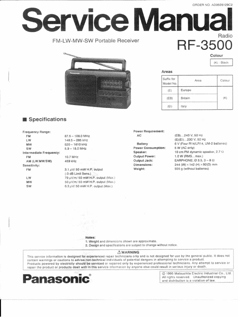 Panasonic rf-3500 SM PDF | PDF