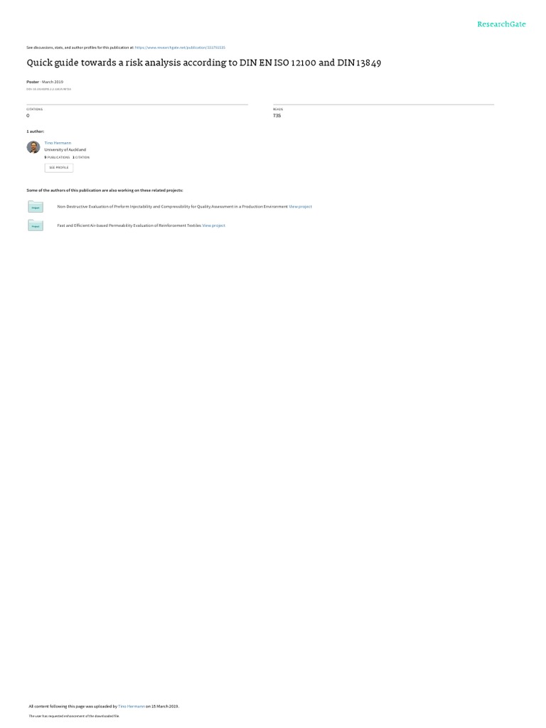 Quick Guide Towards A Risk Analysis According To DIN EN ISO 12100 and