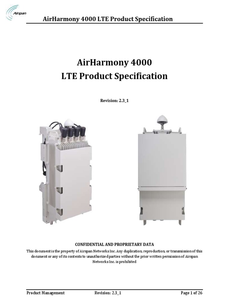 AirHarmony 4000 Gen LTE Product Specification v2.3 1 PDF