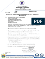 Department of Education: Division Memorandum Conduct of Computer-Based English Proficiency Test (Ept) - Second Batch