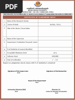 Certificate of Plagiarism Check: Bharathiar University Coimbatore - 641 046, Tamilnadu, India