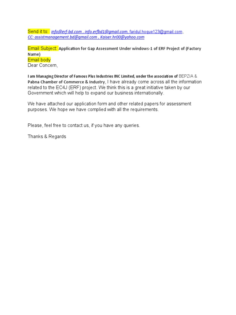 Email Body - Light Engineering | PDF
