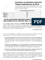 Programación, Presentación y Aprobación Propuestas 2do Cuatrimestre 2014