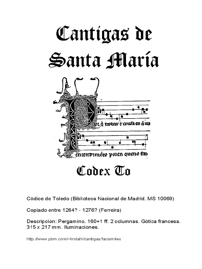 Cantigas de Santa Maria (Codex To) PDF | PDF