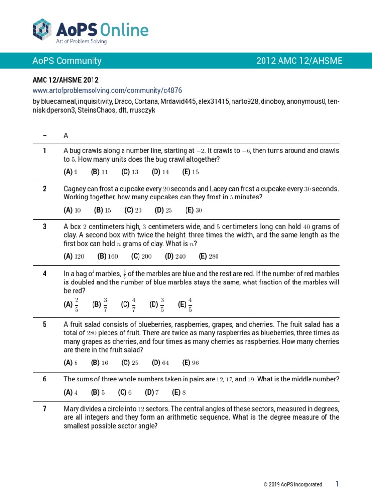 Aops Community 2012 Amc 12/ahsme PDF Mean Square Root
