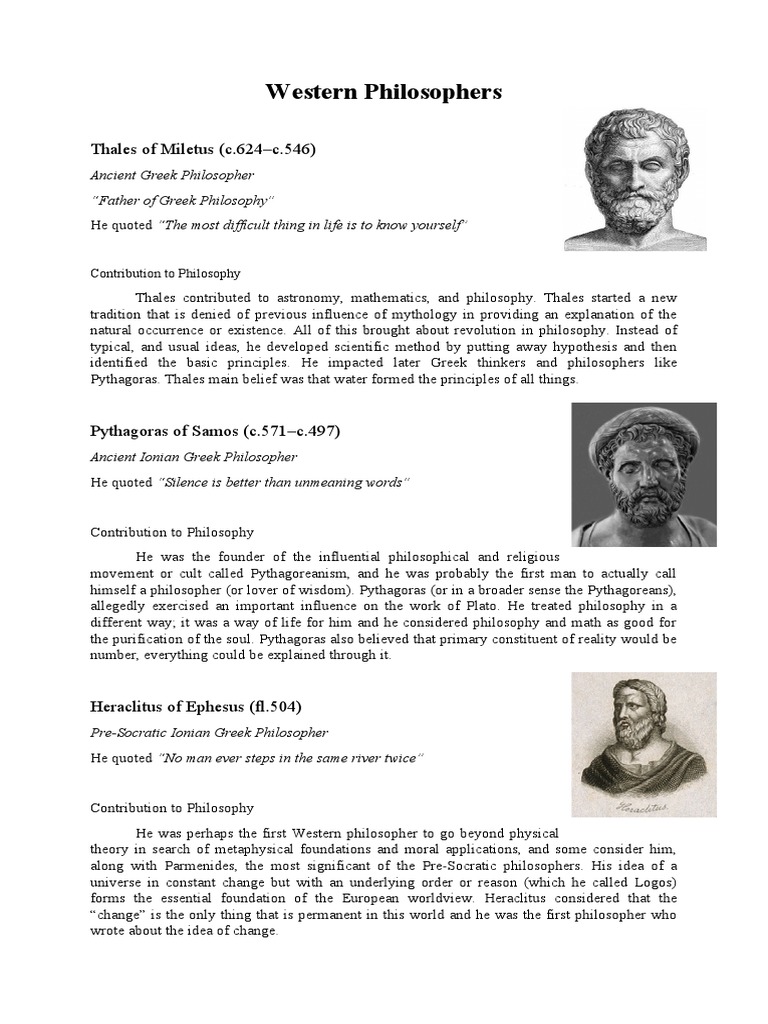 Key Contributions of Western Philosophers | PDF | Ancient Greek