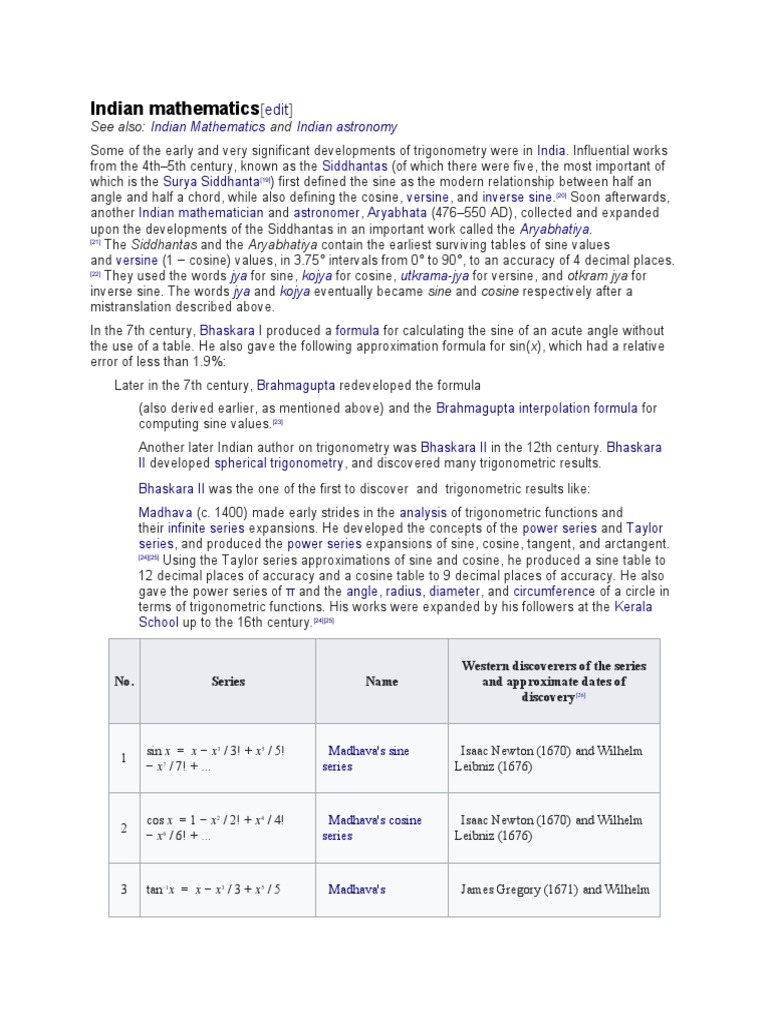 Indian Mathematics Indian Astronomy | PDF | Trigonometric Functions ...