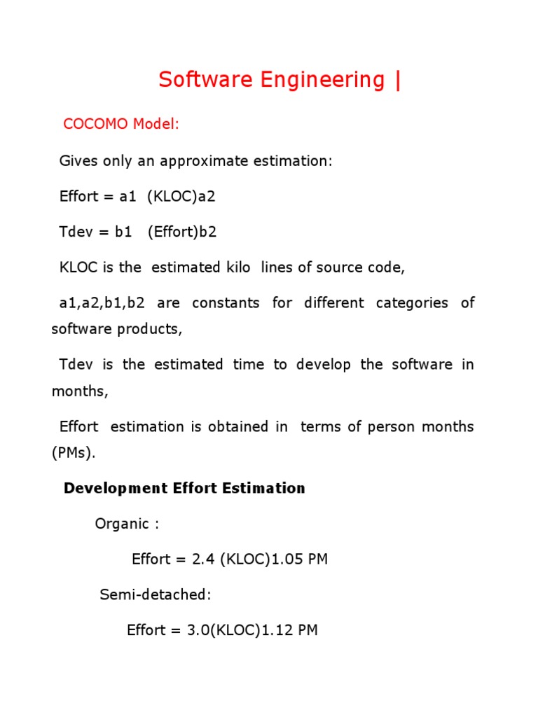 COCOMO Model: Effort Estimation Guide | PDF | Software Engineering ...
