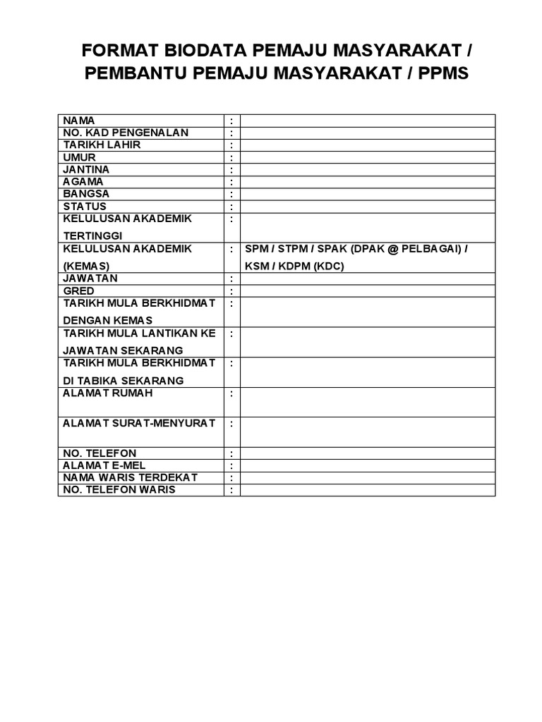 Format Profil Pm Dan Ppm Pdf