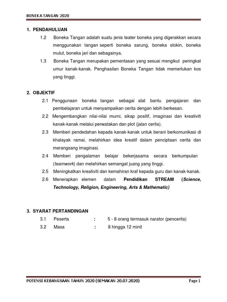 Boneka Tangan 2020 28072020 With Tips Pdf