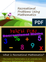 Recreational Problems Using Mathematics
