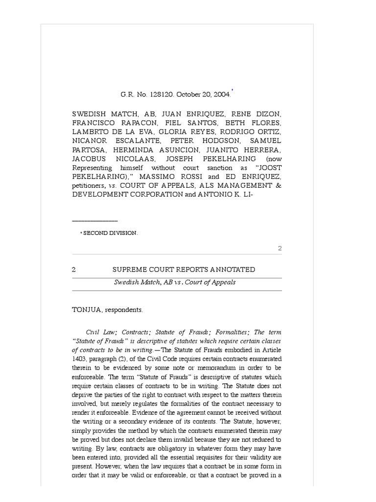 20 Swedish Match vs. Court of Appeals, 20 October 2004 | PDF | Offer ...