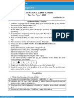 Time: 1 Hour Total Marks: 50: Nso - Sof National Science Olympiad Past Year Paper - 2013