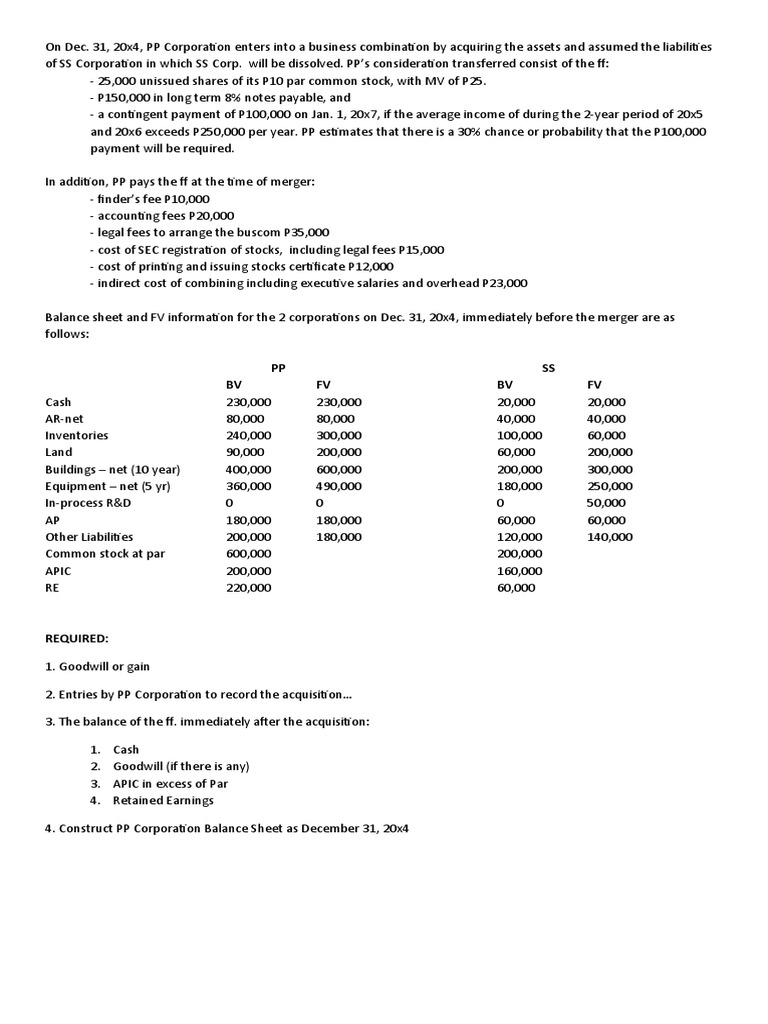 Buscom Sample Prob Download Free Pdf Goodwill Accounting