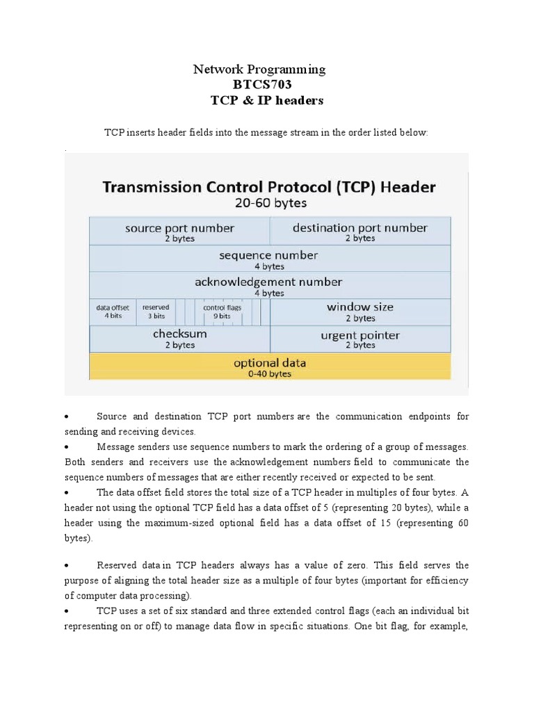 TCP & IP Headers Explained | PDF | Transmission Control Protocol ...