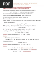 Second - Order Differential Equations: 1-Homogeneous Linear Equations With Constant Coefficients