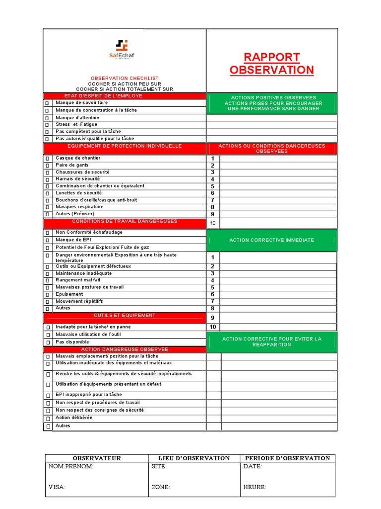 Checklist de Sécurité au Travail | PDF | Prévention | Sécurité