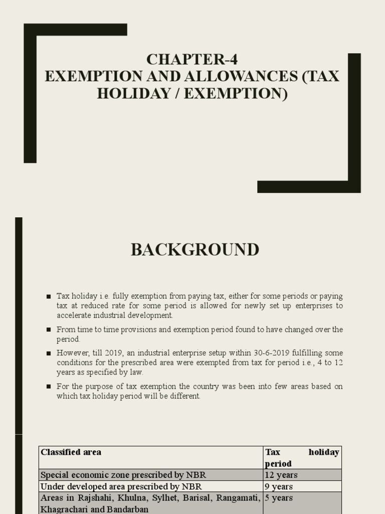Chapter 4 Exemption and Allowances (Tax Holiday Exemption) PDF