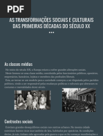 AS TRANSFORMAÇÕES SOCIAIS E CULTURAIS DAS PRIMEIRAS DÉCADAS DO SÉCULO XX