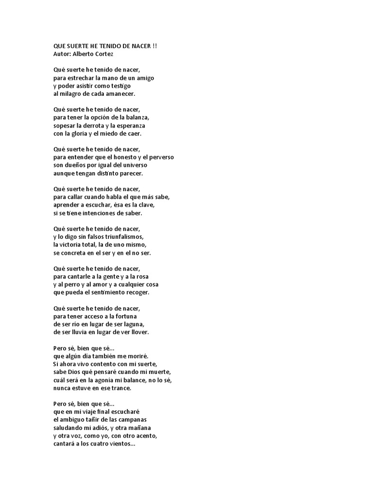 Que Suerte He Tenido de Nacer PDF